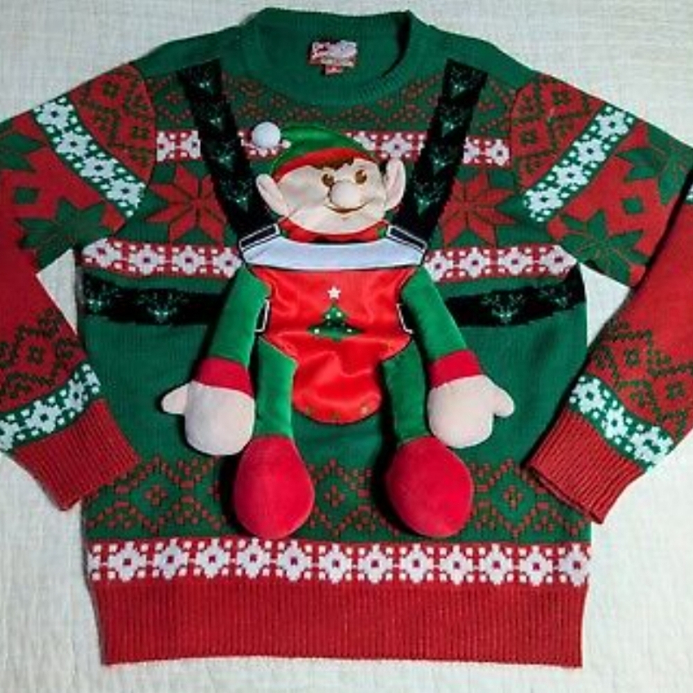 Men's Ugly Sweater Carrying ELF Party Sweater Size XL
